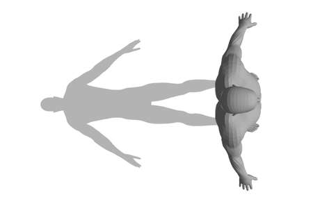 Standing man. Isolated on white background. 3d vector illustration. Top view.のイラスト素材