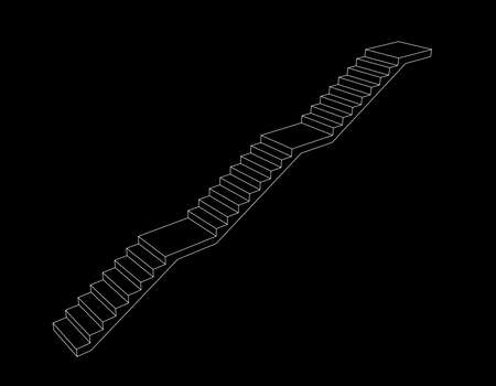 Staircase with levels. Vector outline illustration.のイラスト素材