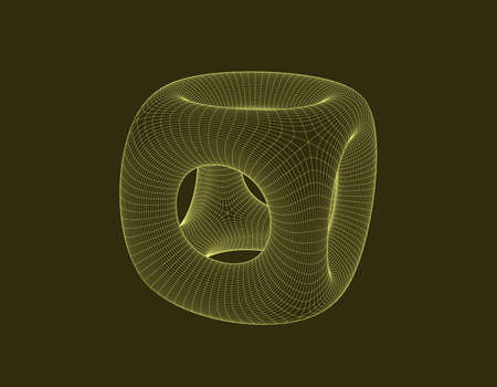 Abstract cube with holes. Vector wireframe illustration.のイラスト素材