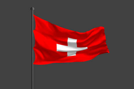 Waving flag of Switzerland. 3D rendering illustration.