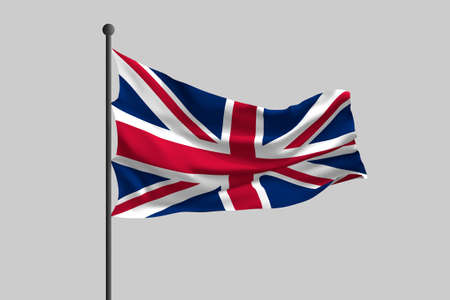 Waving flag of United Kingdom. 3D rendering illustration.