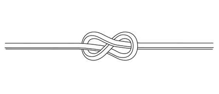 Rope flemish knot. Vector outline illustration. Isolated on white background.のイラスト素材