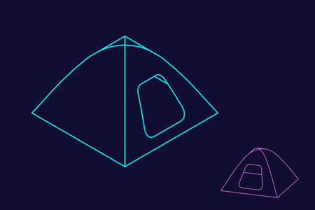 Camping tent icon. Vector outline illustration. Isometric projection.のイラスト素材