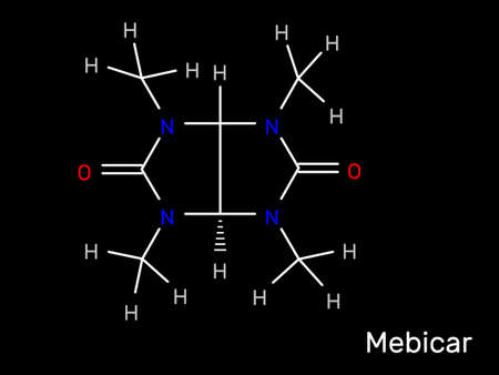 Mebicar anxiolytic drug structural formula. Vector illustration.のイラスト素材