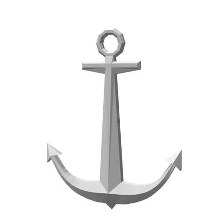 Nautical anchor. Isolated on white background. 3D vector illustration.のイラスト素材