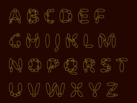 Capital alphabet letters, font design. Vector outline illustration.のイラスト素材
