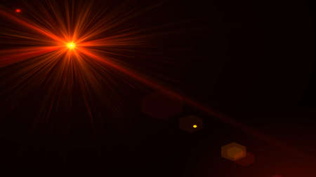 Lens flare effect on black background. Digital colorful illustration.の写真素材