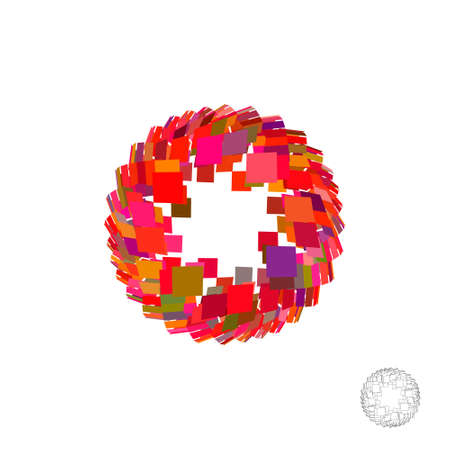 Abstract polygonal broken sphere. Isolated on white background.3d Vector colorful illustration.のイラスト素材