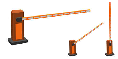 Automatic barrier. Isolated on white background. 3d Vector illustration. Different viewes.