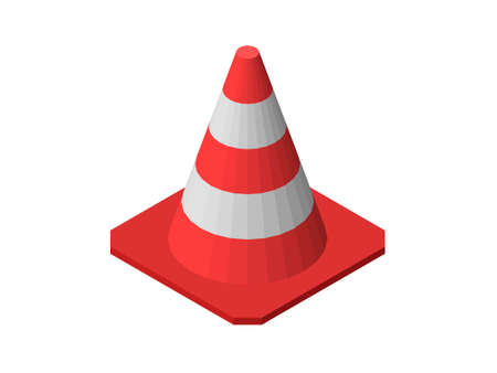 Traffic cone. Isolated on white background. 3d Vector illustration.のイラスト素材