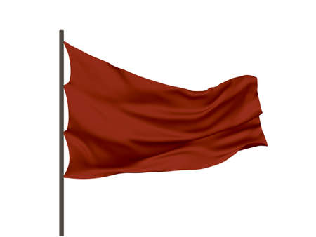 Blank red waving flag. Vector illustration. No gradient, no gradient mesh.