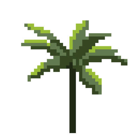 Palm tree. Isolated on white background. Vector illustration. Pixel art.のイラスト素材