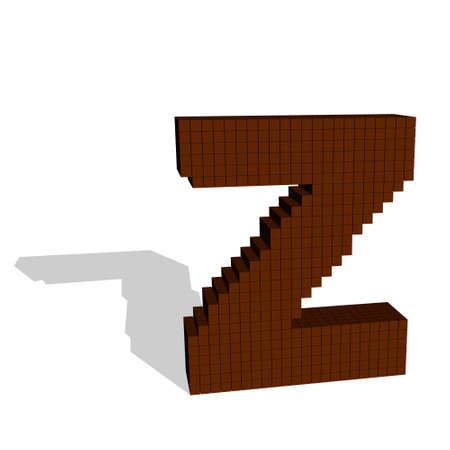3d pixelated capital letter Z. Isolated on white background.Vector illustration.のイラスト素材