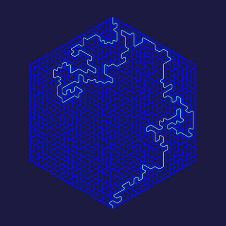 Hexagon maze with solution. Vector illustration.のイラスト素材