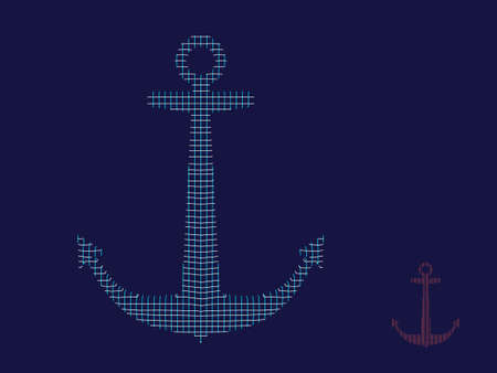 Nautical anchor carcass. Vector outline illustration. Front view.