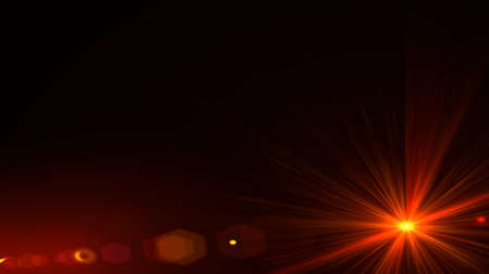 Lens flare effect on black background. Digital colorful illustration.
