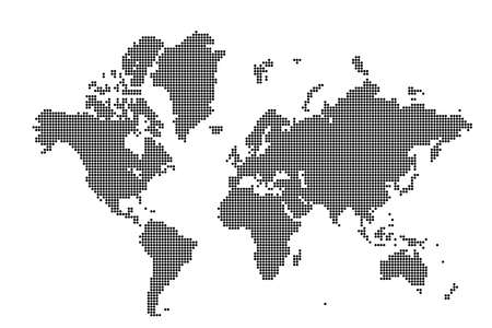 Abstract pixel world map. Halftone style. Vector illustration.のイラスト素材