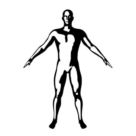 Standing man. Isolated on white background. Vector illustration.のイラスト素材