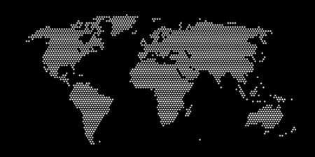 Abstract pixel world map. Halftone style. Vector illustration.のイラスト素材