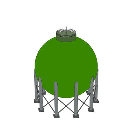Gas storage tank. Isolated on white background. Vector outline illustrationのイラスト素材