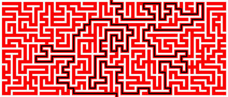 Panoramic maze with solution. Vector illustration.のイラスト素材