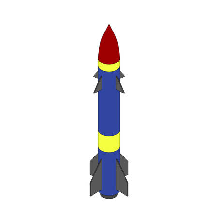 Military missile. 3d Vector outline illustration. Isometric projection.のイラスト素材