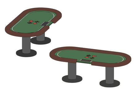 Poker table. Isolated on white background. 3d Vector outline illustration. Dimetric projection.のイラスト素材