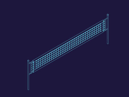 Volleyball net. Vector outline illustration. Isometric projection.のイラスト素材