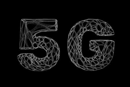 5G network sign. Wireless internet symbol. Vector wireframe outline 3d illustration.のイラスト素材