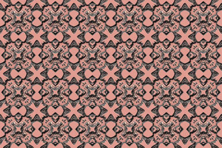 Ornamental embossed 3D metallic background. Seamless pattern. Rendering illustration.の写真素材