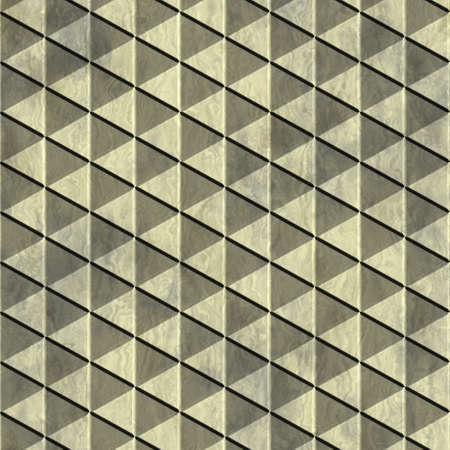 Metal ornamental background. Seamless triangular pattern. 3D Rendering illustration.