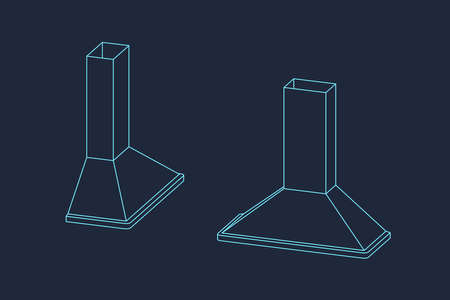 Range hood. Vector outline illustration. Dimetric projection.のイラスト素材