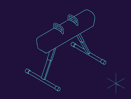Pommel horse. Vector outline illustration. Isometric projection.のイラスト素材
