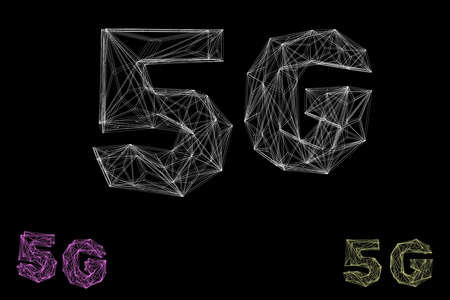 5G network sign. Wireless internet symbol. Vector wireframe outline 3d illustration.のイラスト素材