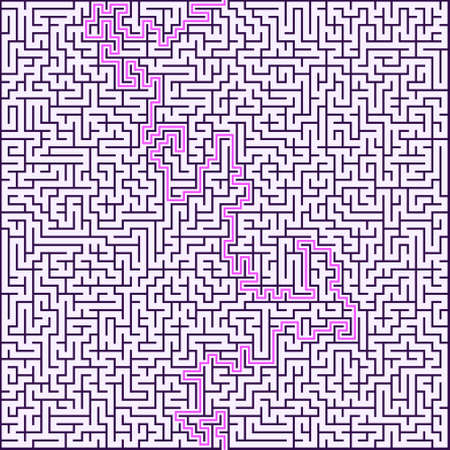 Square maze with solution. Vector illustration.のイラスト素材