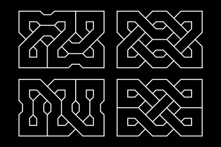 Celtic knot set. Medieval decorative ornament. Geometric Design Elements. Vector outline illustration.のイラスト素材