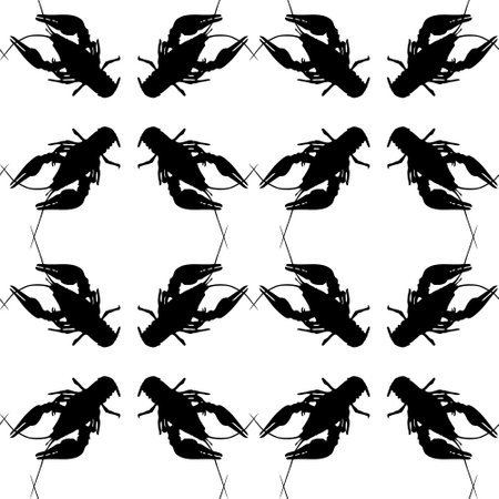 Seamless pattern with crayfish. Endless crawfish background. vector illustration.のイラスト素材