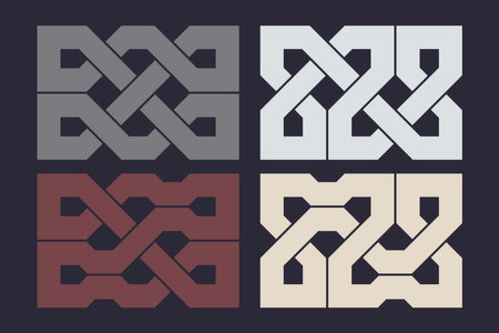 Celtic knot set. Medieval decorative ornament. Geometric Design Elements. vector illustration.のイラスト素材