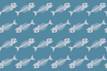Seamless pattern with fish skeletons. endless background. vector illustration.のイラスト素材