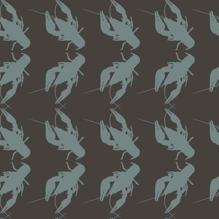 Seamless pattern with crayfish. Endless crawfish background. vector illustration.のイラスト素材