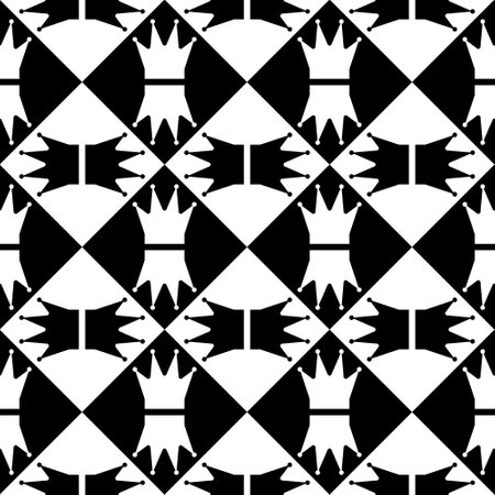 Seamless pattern with Chess Queen. endless background. vector illustration.のイラスト素材