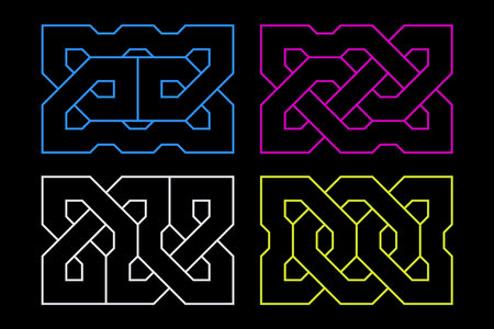 Celtic knot set. Medieval decorative ornament. Geometric Design Elements. Vector outline illustration.のイラスト素材