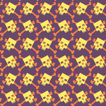 Seamless pattern with skulls and bones. Ornamental background. Vector colorful illustration. Endless texture.のイラスト素材