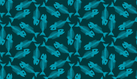 Seamless pattern with fish skeletons. endless background. vector illustration.