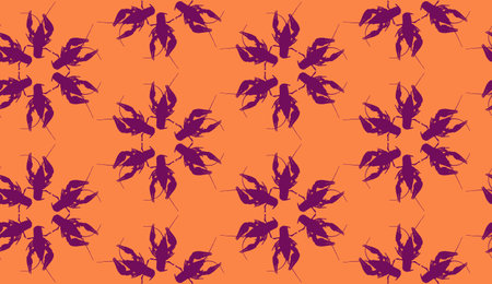 Seamless pattern with crayfish. Endless crawfish background. vector illustration.のイラスト素材