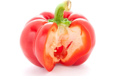 Red paprika with cut the middle.の写真素材