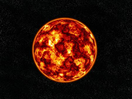 Burning planet on stars field.の写真素材