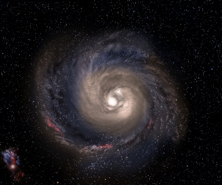 Beautiful spiral galaxy in deep space with starfield background.の写真素材