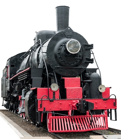 Steam train on a white. の写真素材