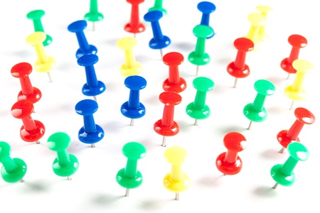 Office pushpins attached to the paper.の写真素材